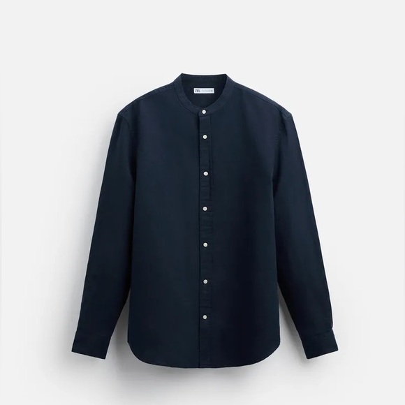 ZARA Linen Cotton Shirt BLACK XL. NWOT - Picture 3 of 5